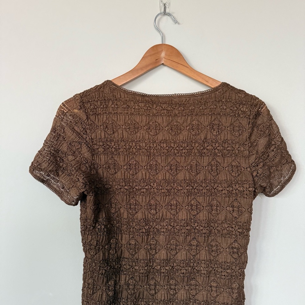 Vintage Brown Textured Blouse - Picture 8 of 12